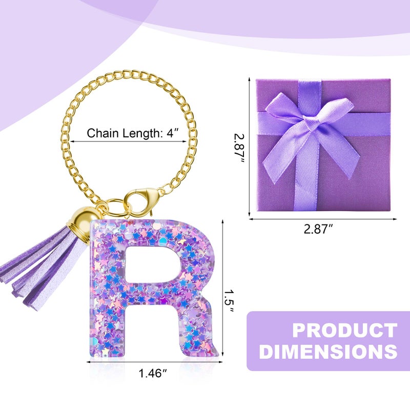 MOYOHIM Letter Charm for Stanley Cup, Cute Initial Keychain Charm for Handle, Purple Handle Accessories for Stanley Tumbler for Girls Women (Letter R) - Image 3